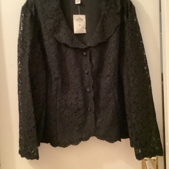 Plus size lace style collar long sleeve button down jacket top shirt blouse  NWT - Picture 10 of 11